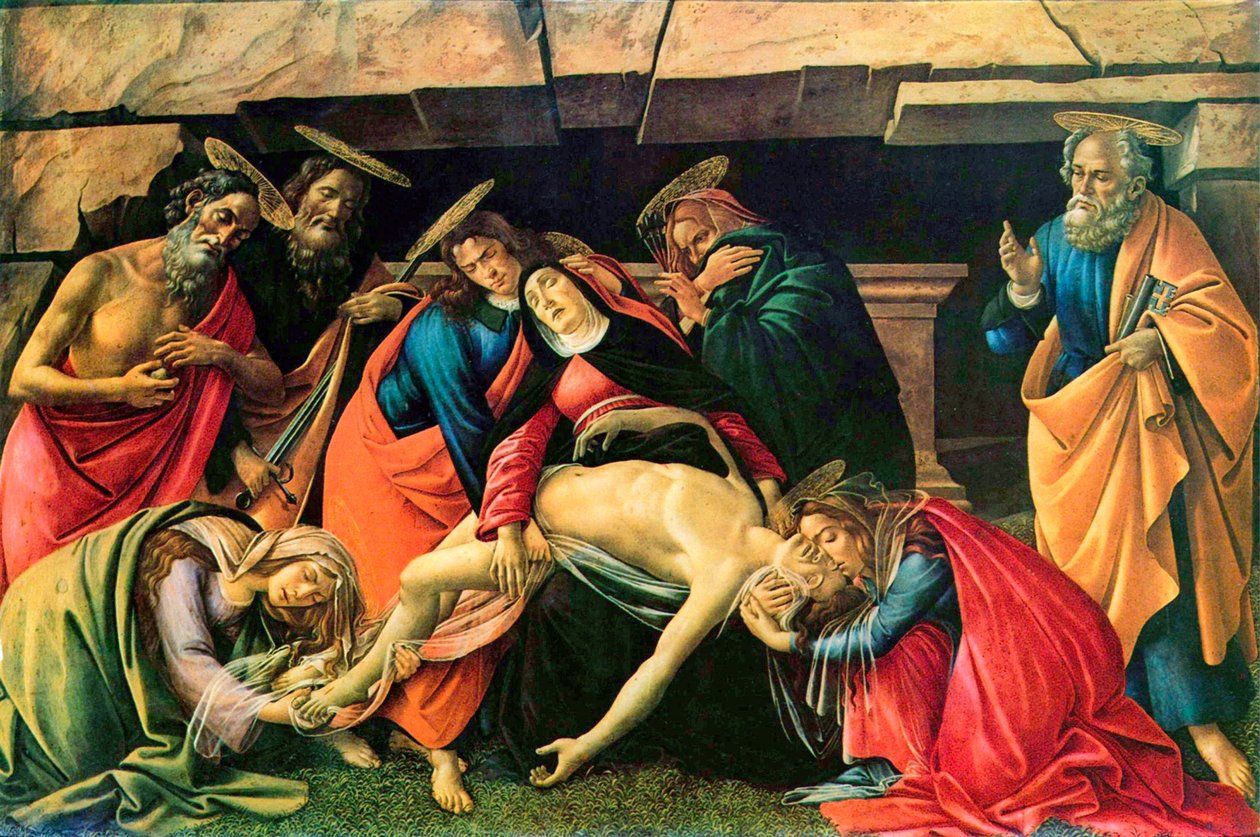 死んだキリストへの嘆き」、1490年～1492年。 作： Sandro Botticelli