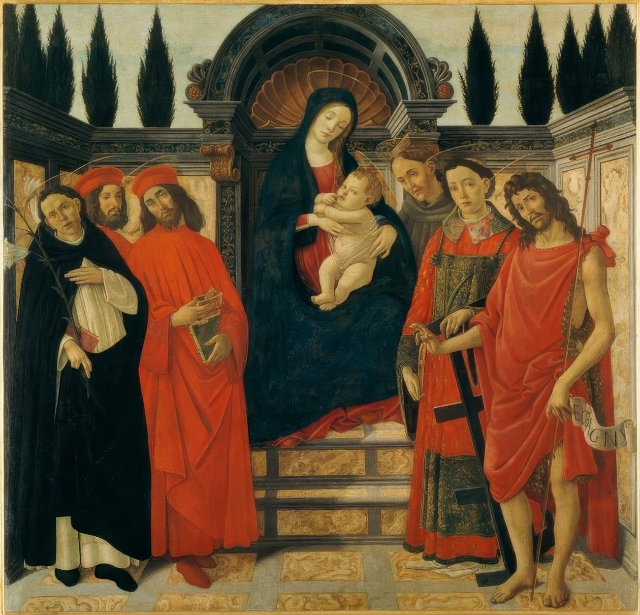 マリアと子供と聖人 作： Sandro Botticelli