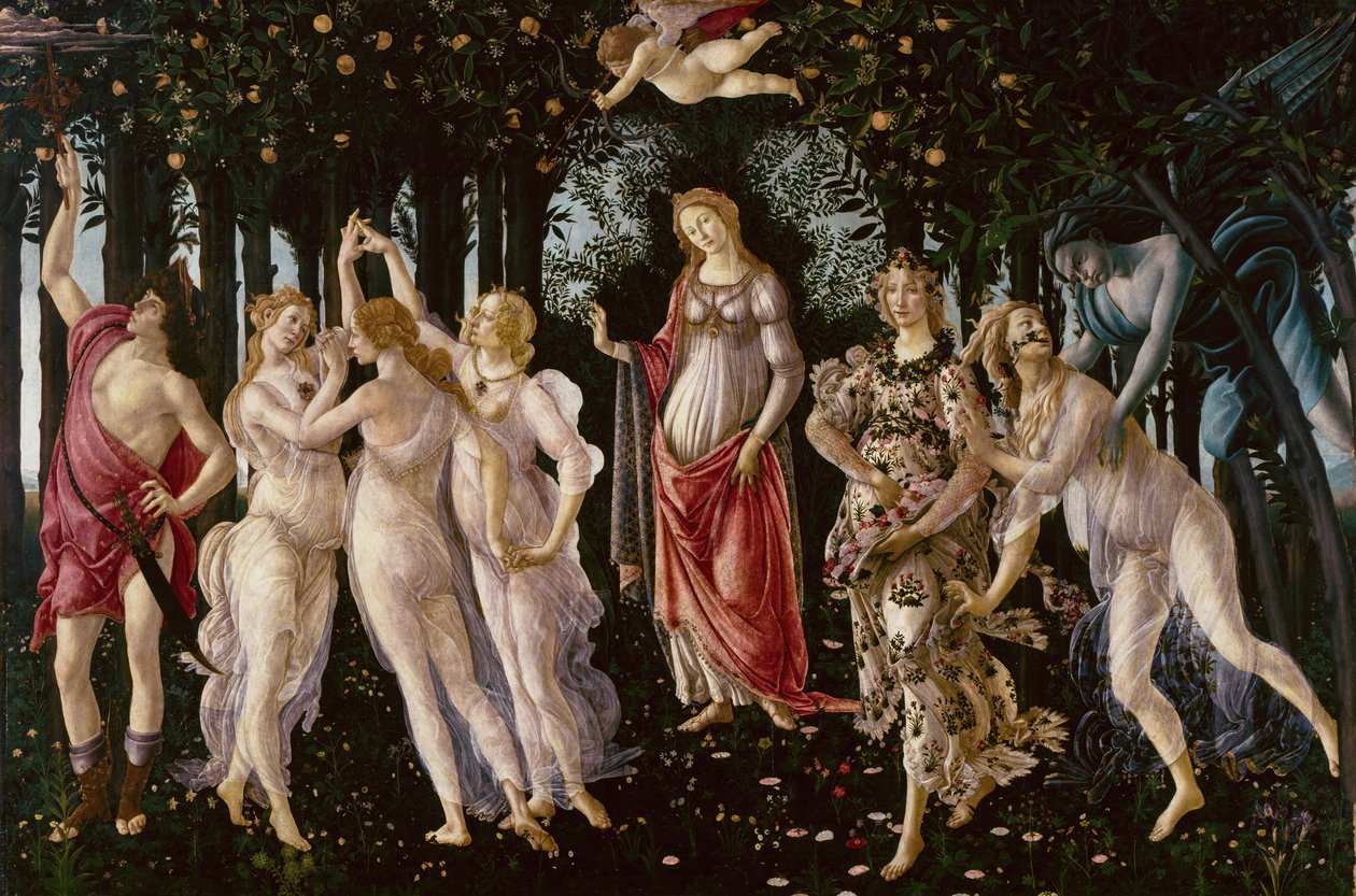 プリマベーラ、1478年頃（パネル上のテンペラ） 作： Sandro Botticelli
