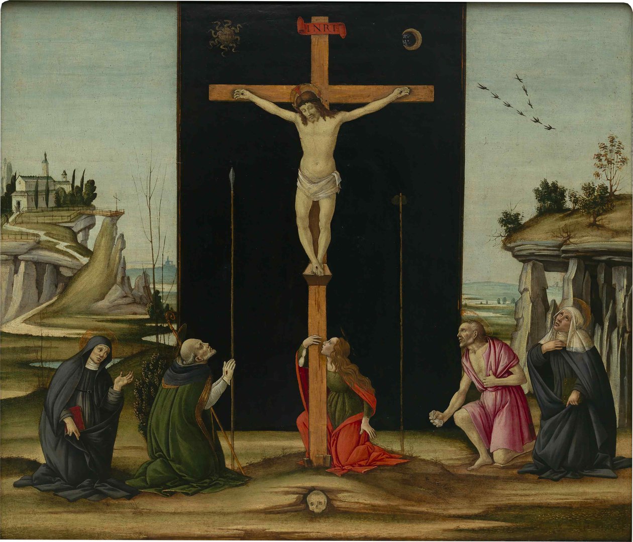 聖人のいる十字架」1490年頃 作： Sandro Botticelli
