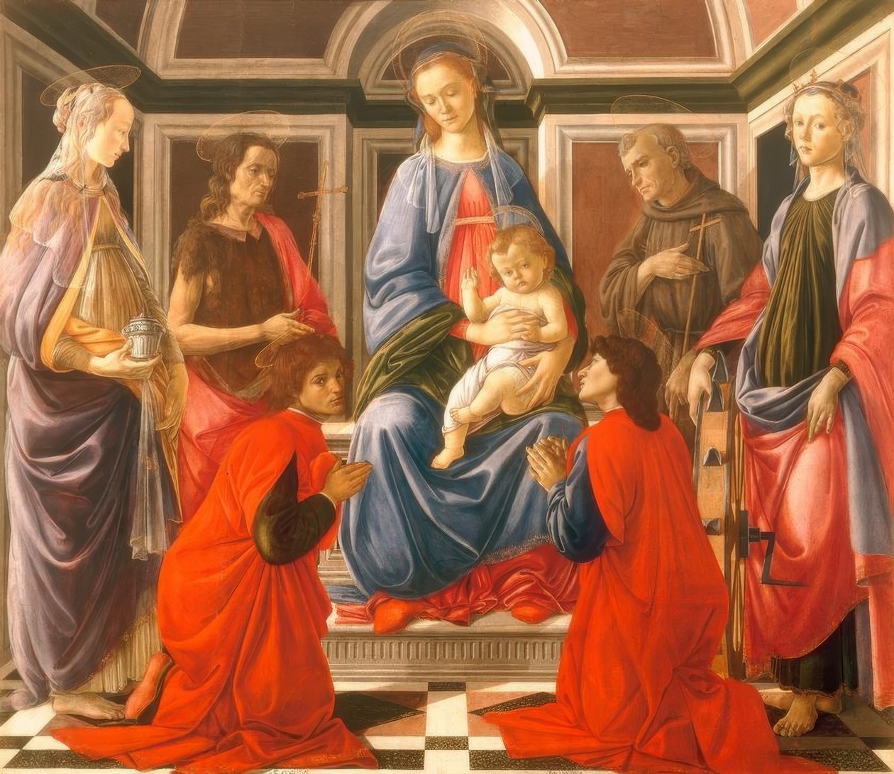 マドンナと子供が即位し、 作： Sandro Botticelli