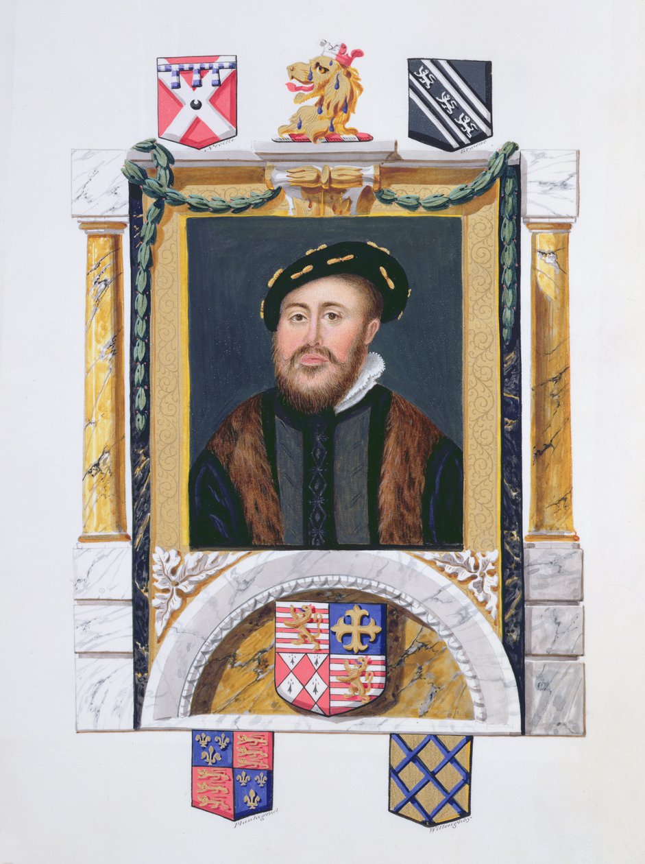 チャールズ・ブランドンの肖像（1488-1545）若い男としてのサフォーク公（紙と紙とガッシュ） 作： エセックスのサラ伯爵夫人