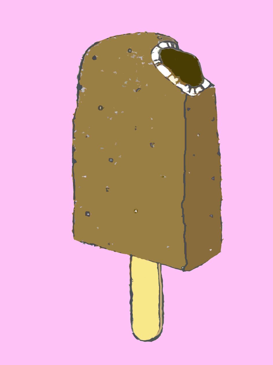 Choc lolly、2009年（紙に油とインク） 作： サラ・トンプソン-エンゲルス