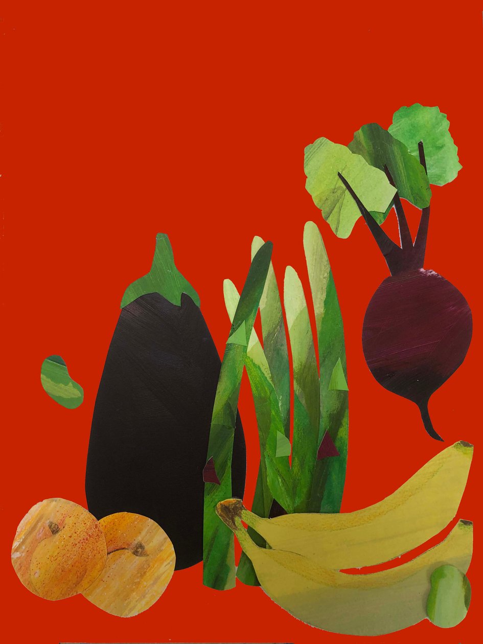 野菜・果物,2020,(切り絵) 作： サラ・トンプソン-エンゲルス