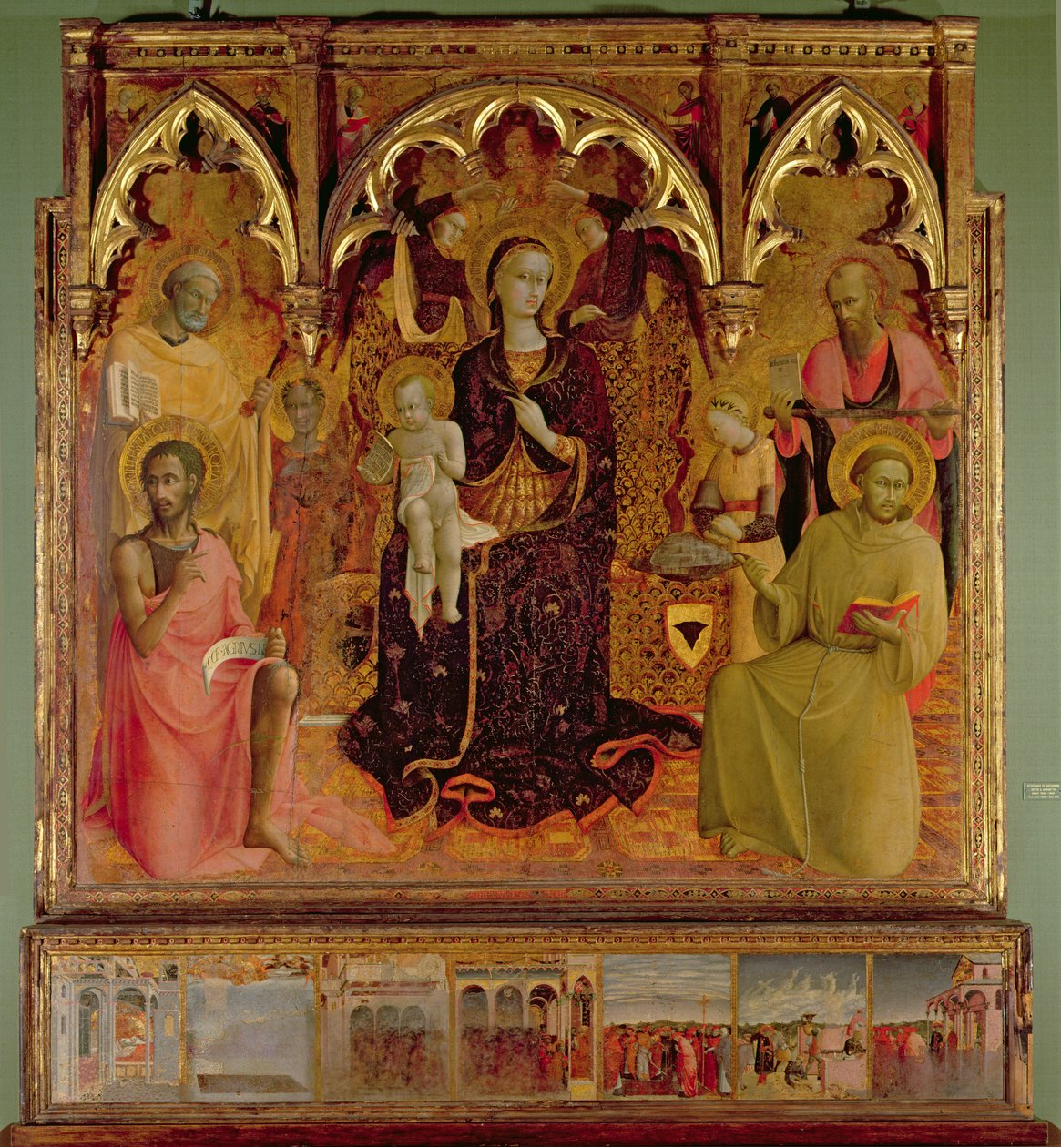 雪の聖母の祭壇画、c.1430-32（パネル上のテンペラ） 作： ステファノ・サセッタ