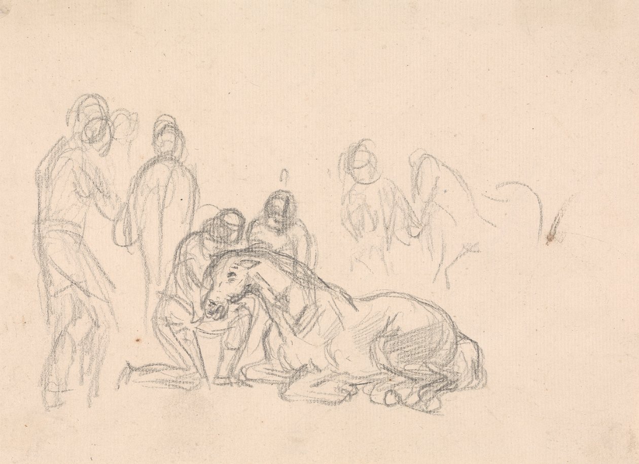 Two figures kneeling beside a horse...   1445621   ja       japanese Successfully Translated  Original: Representation of the good position of two fetuses during a gemellar pregnancy Engraving from “” La nature et lhomme” by Rengade 1881 Private collection 作： ソーリーギルピン