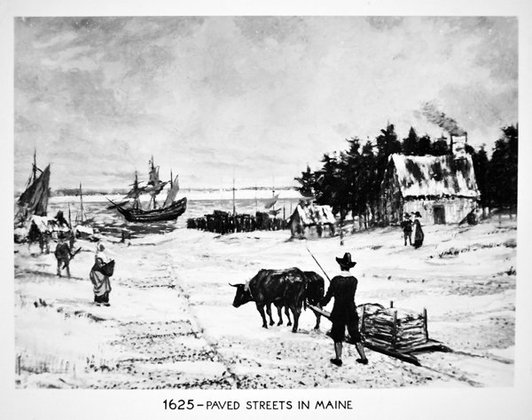 1625年のメイン州の舗装された道路（リトグラフ） 作： アメリカ人学校