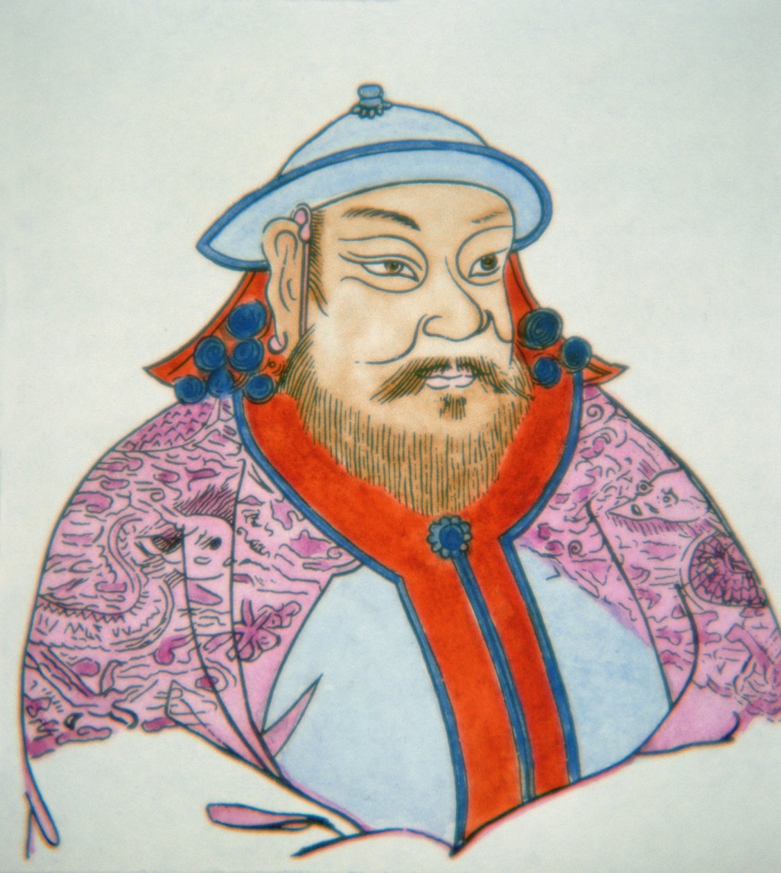 クビライ・カーン（紙にカラーインク 作： 学校の中国語