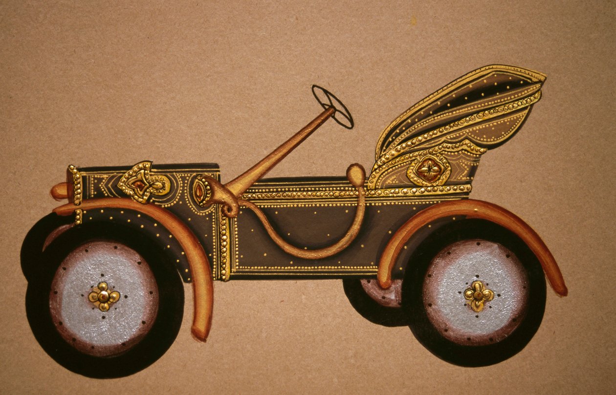 旧王室車模様の絵画、インド 作： 学校インド