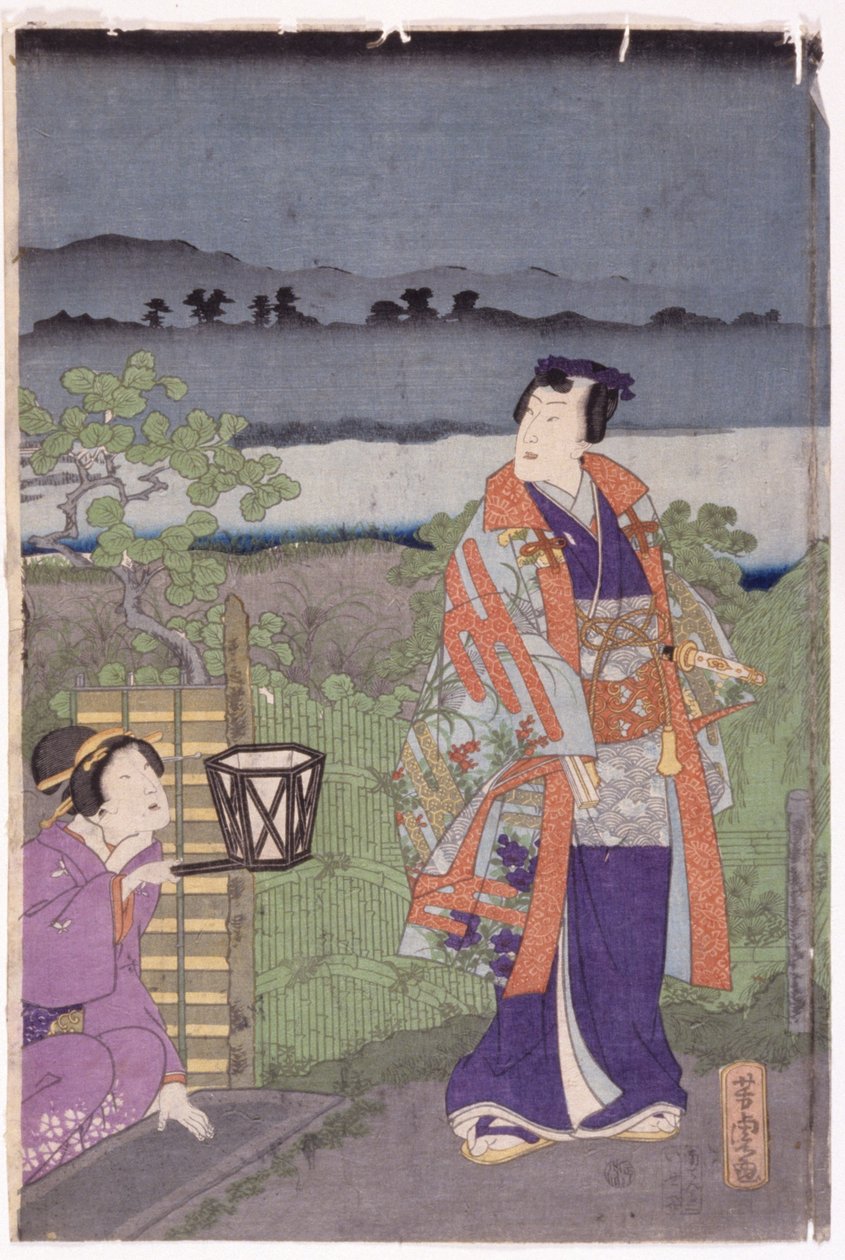 (カラー木版画) 作： 学校日本語