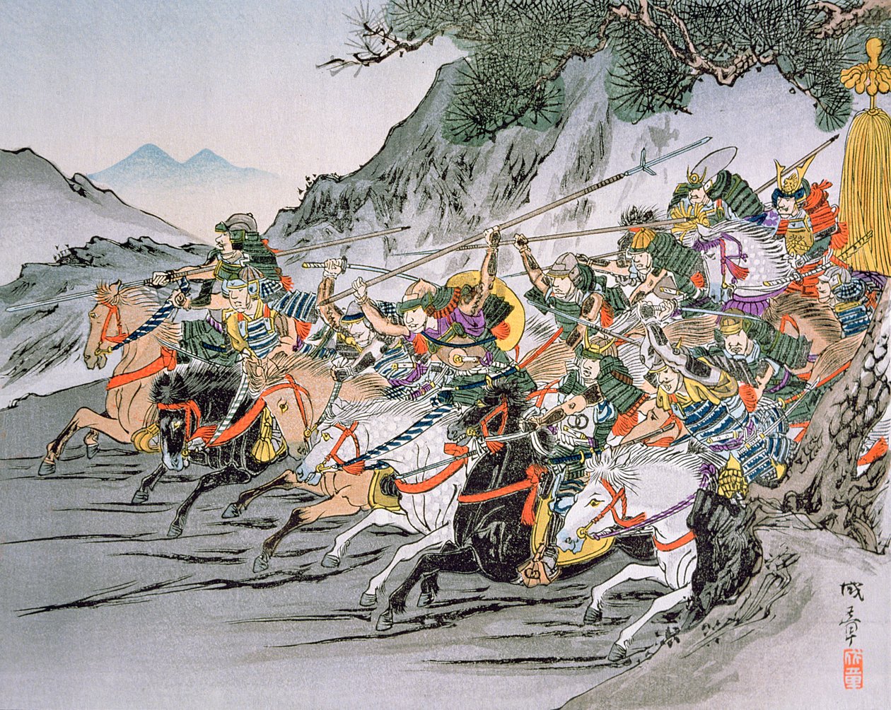 1583年 賎ヶ岳峠の戦い（カラーリトグラフ 作： 学校日本語