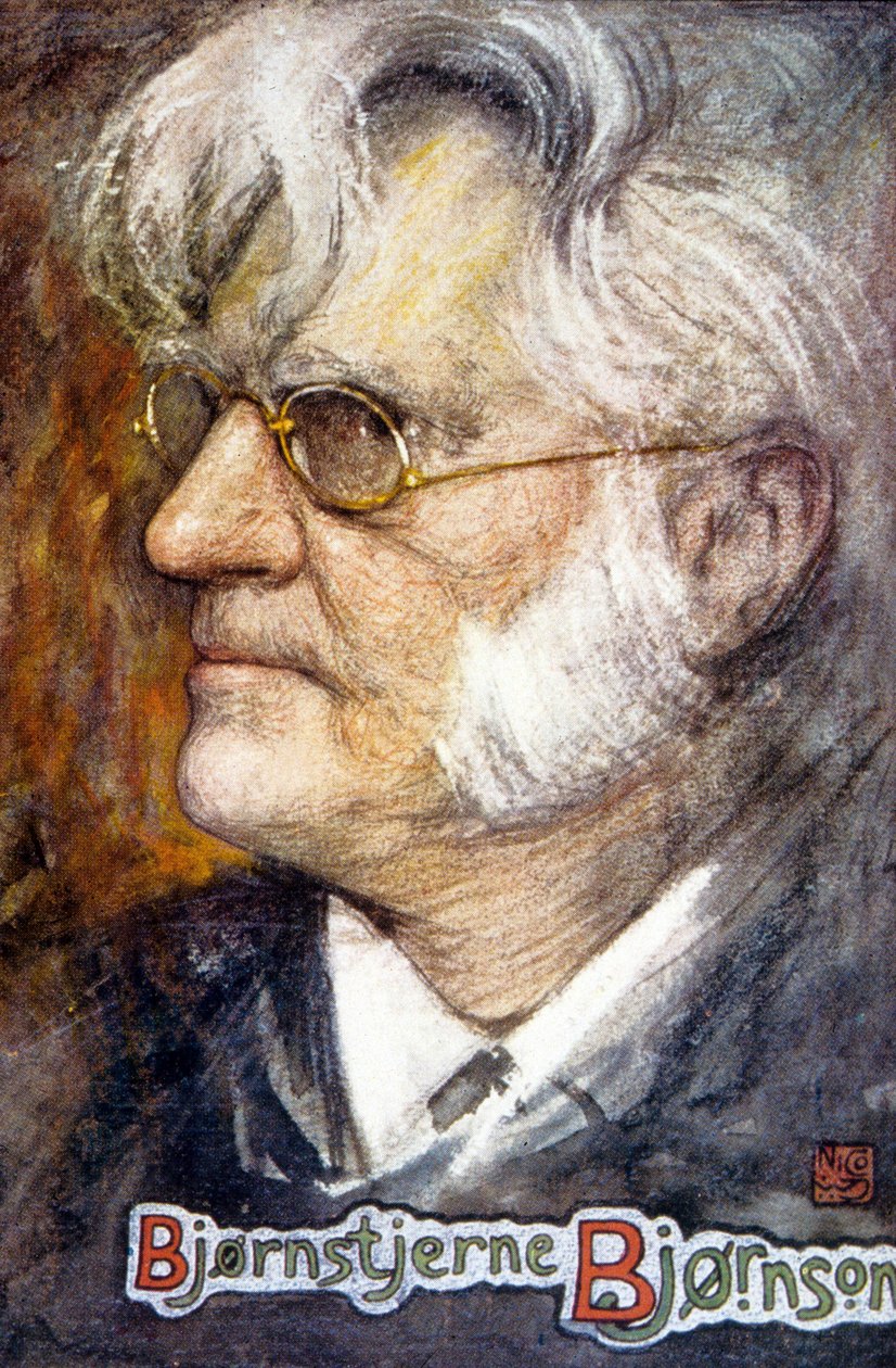 Bjørnstjerne Martinius Bjørnson (colout litho) 作： ノルウェーの学校