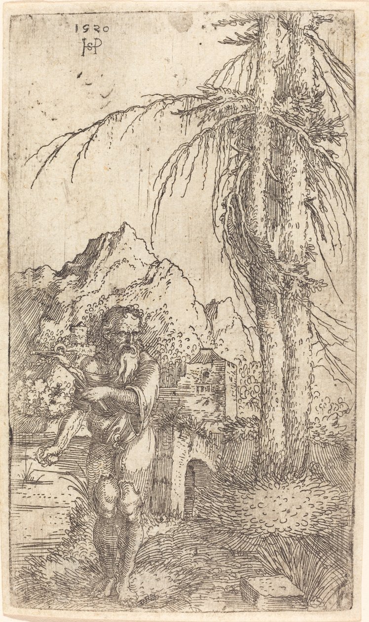 風景の中の聖ヒエロニムス 作： Sebald Beham