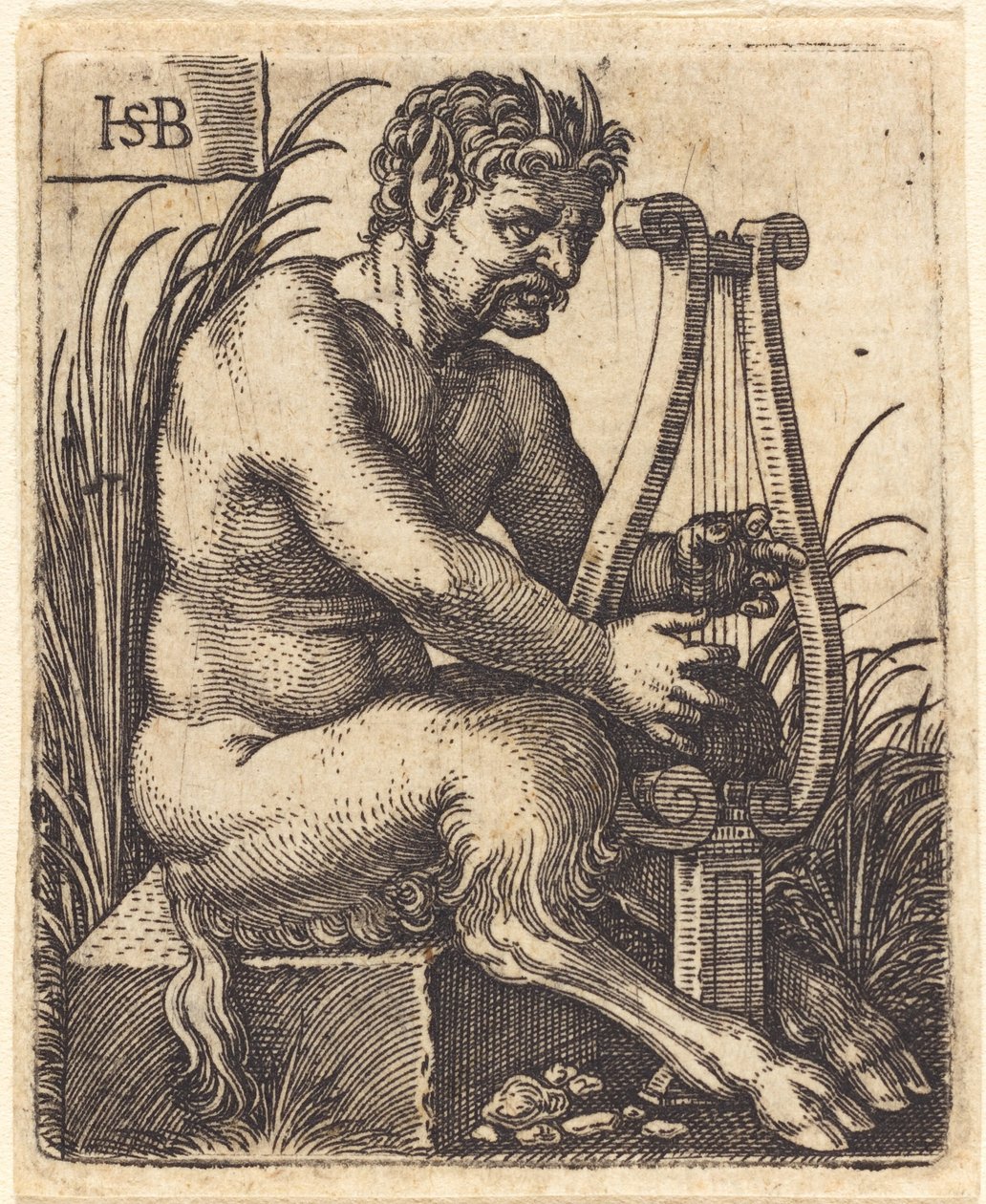 竪琴を弾くサテュロス 作： Sebald Beham