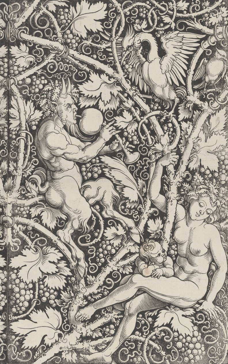 サテュロス一家の壁紙、1515年。 作： Sebald Beham
