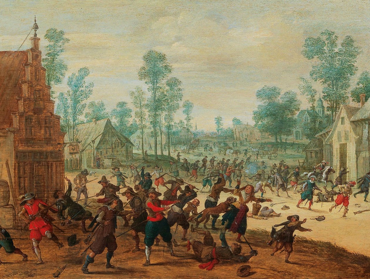 村で戦う兵士、1630 年頃。 作： セバスチャン・ヴランクス