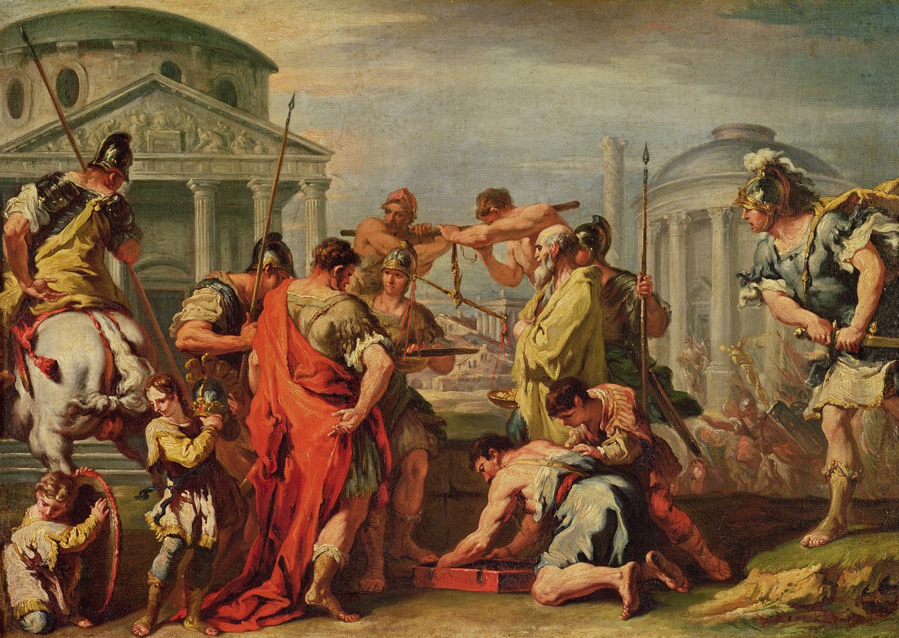 Marcus Camillus（dc365 BC）Brennus（fl.c.389 BC） 作： セバスティアーノ・リッチ