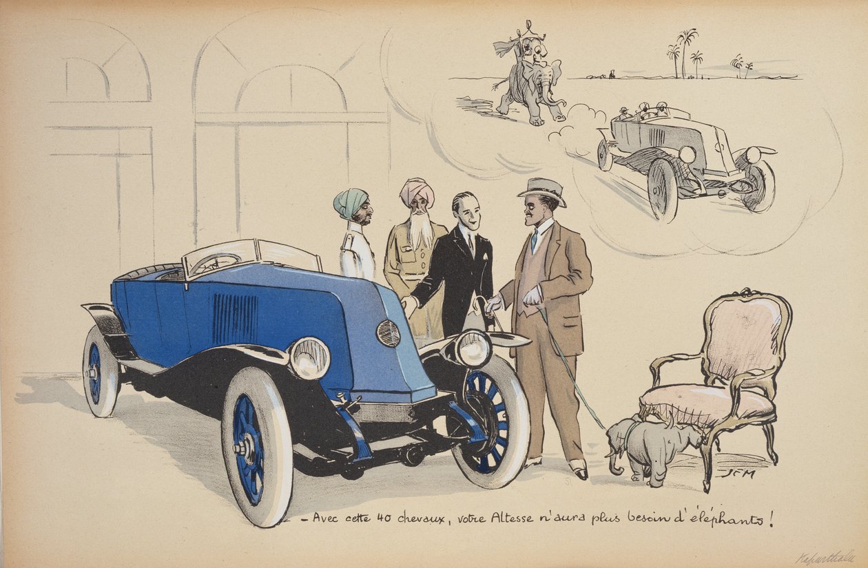 1923年、カプルタラのマハラジャジャガジットシンの風刺画 作： セム