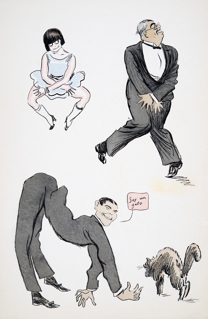 パブWhite Bottomsから音楽まで、さまざまなモダンな脚の動きのデモンストレーション。 1927（カラーブロックプリント） 作： セム