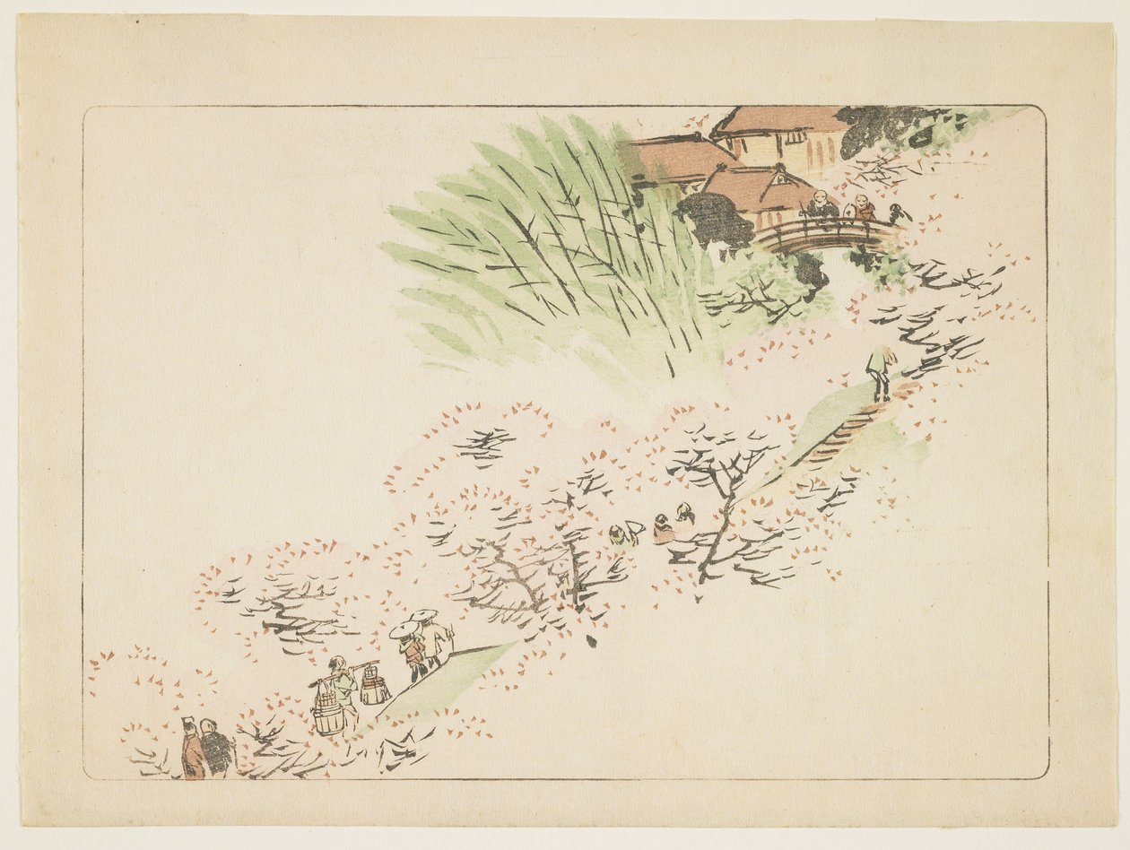 山の桜、c。 1877 作： 柴田絶心