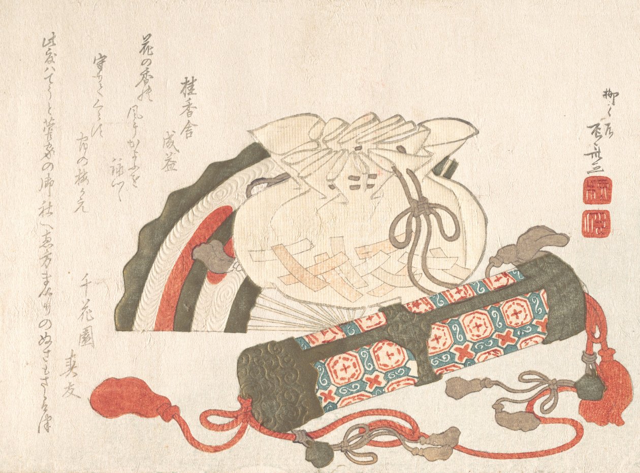 扇子、袋、香管、19世紀., 19世紀. 作： 新西