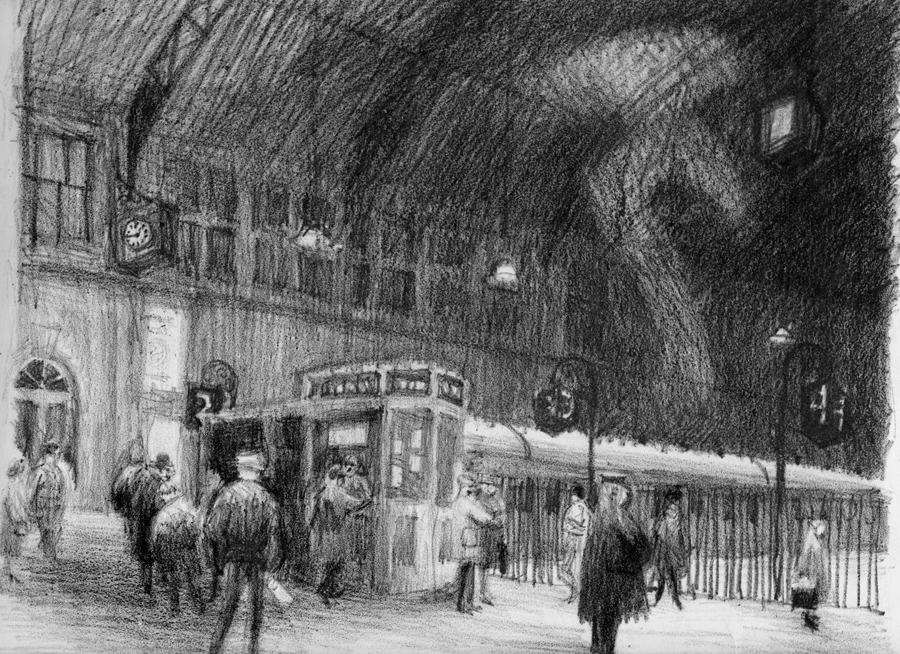 鉄道駅、1951 年。 作： シャーリー・マーカム