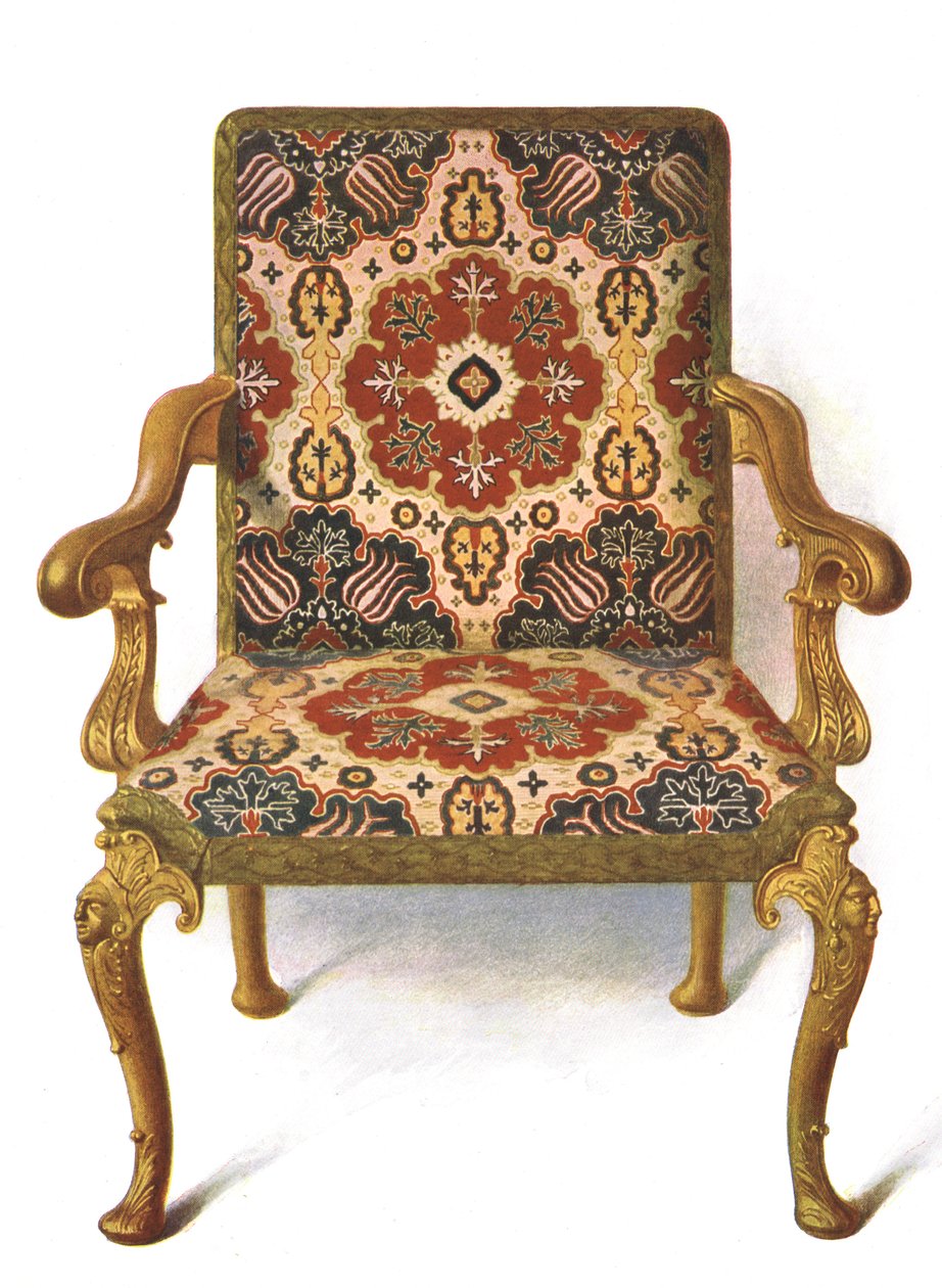 刺繍で覆われた金色の椅子、1906 作： シャーリー・チャールズ・ルウェリン・スローカム