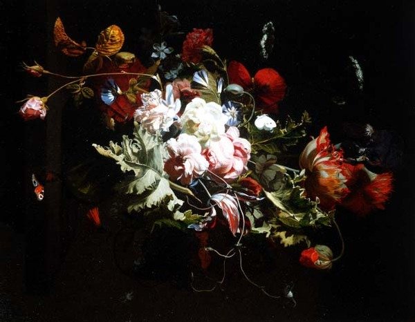 棚の上の花の静物 作： サイモン・ピーテルズ・フェルスト