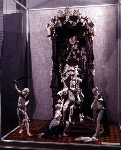 ソロモンの審判、ミュンヘン製、1741年頃（象牙、クルミ、色ガラス） 作： サイモン・トロガー