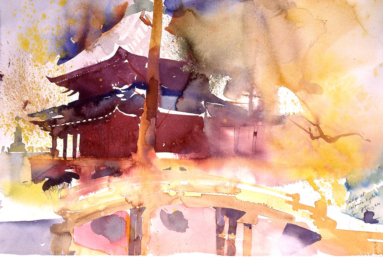 京都・知恩の橋, 2000 （水彩） 作： サイモン・フレッチャー