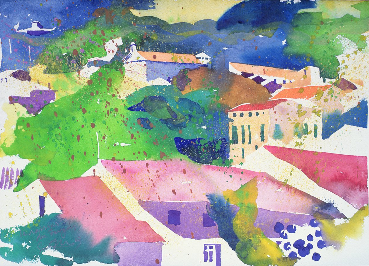 フォジェールのブドウ、2003年、フランス（水彩画） 作： サイモン・フレッチャー