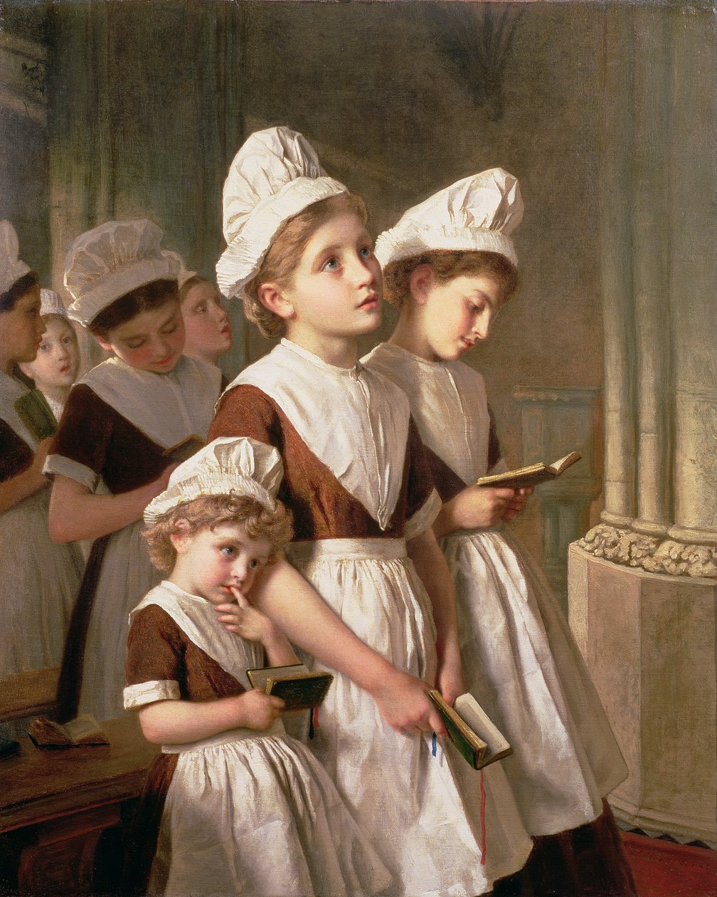 チャペルの祈りでの少女の鋳造、1877年頃 作： ソフィー・ゲンゲンブレ・アンダーソン
