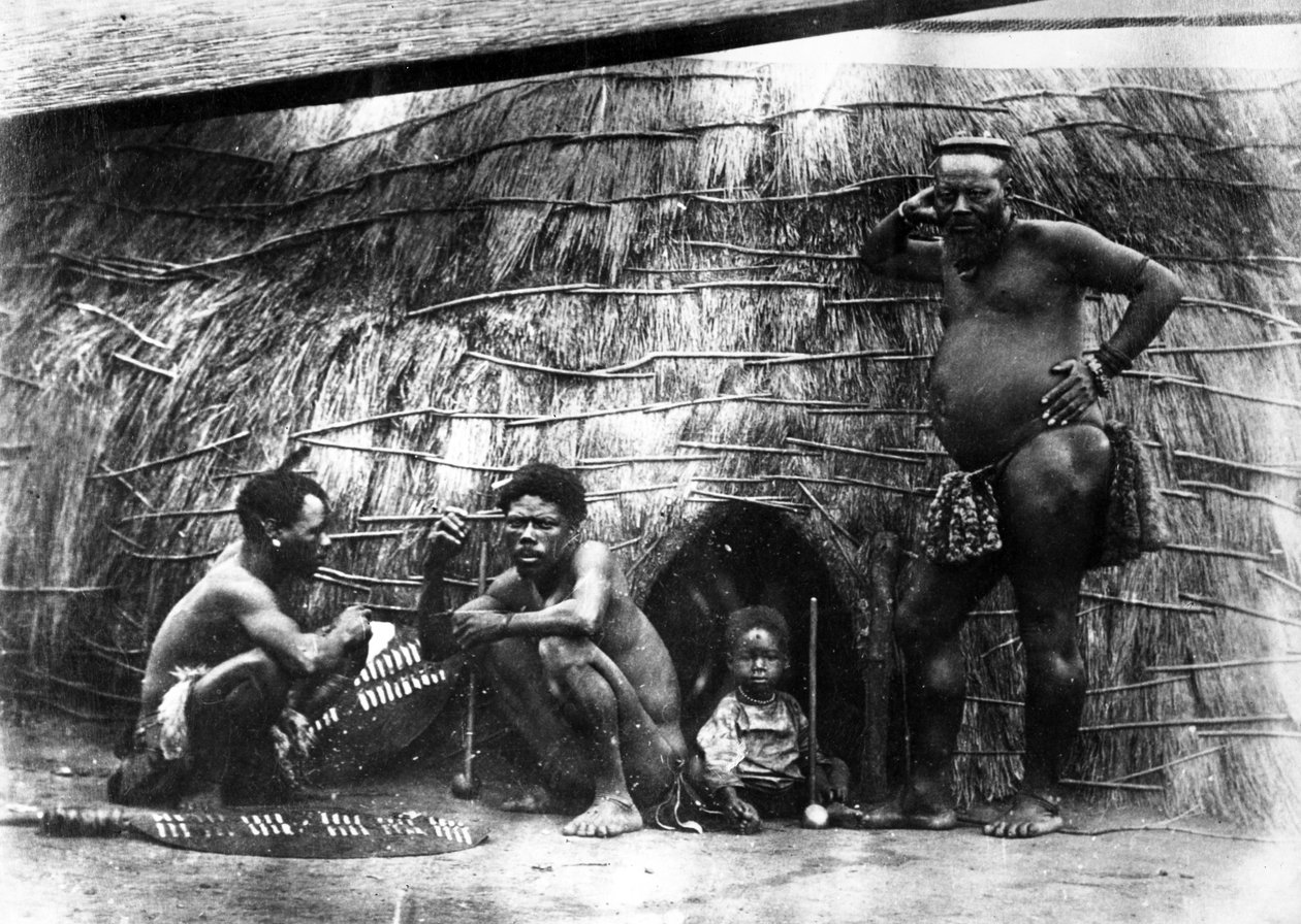 ズールランドのネイティブクラール、1895年頃 作： 南アフリカの写真家