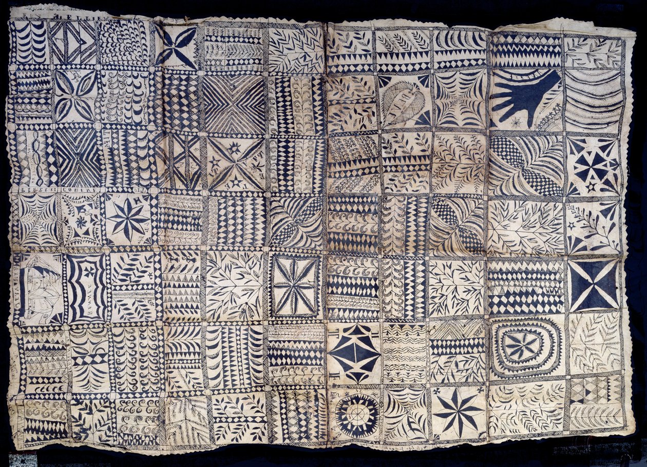 ニウエ島からのニウエタパクロス、1885年頃（樹皮の布の色素） 作： 南太平洋