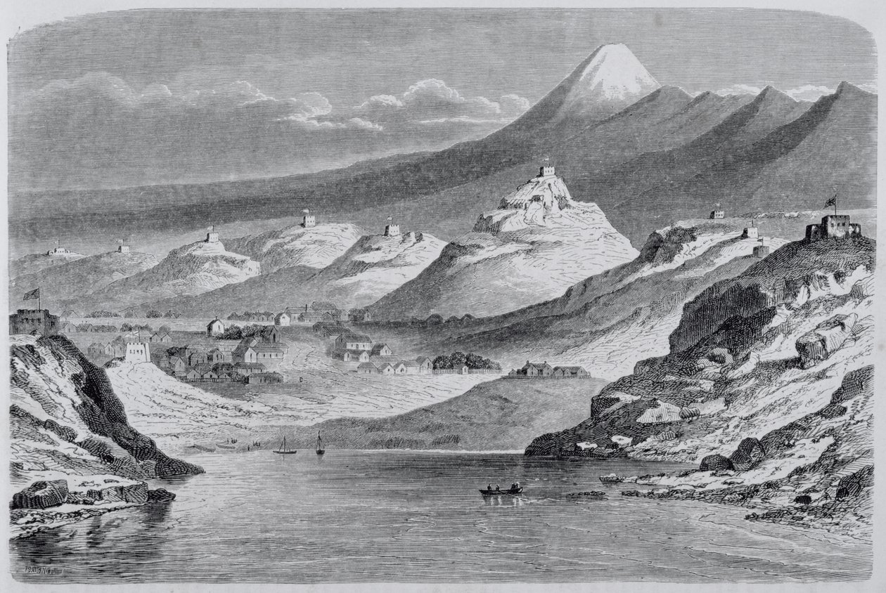 ニュープリマスとエグモント山の眺め、1865年の世界復帰 作： スペイン語学校