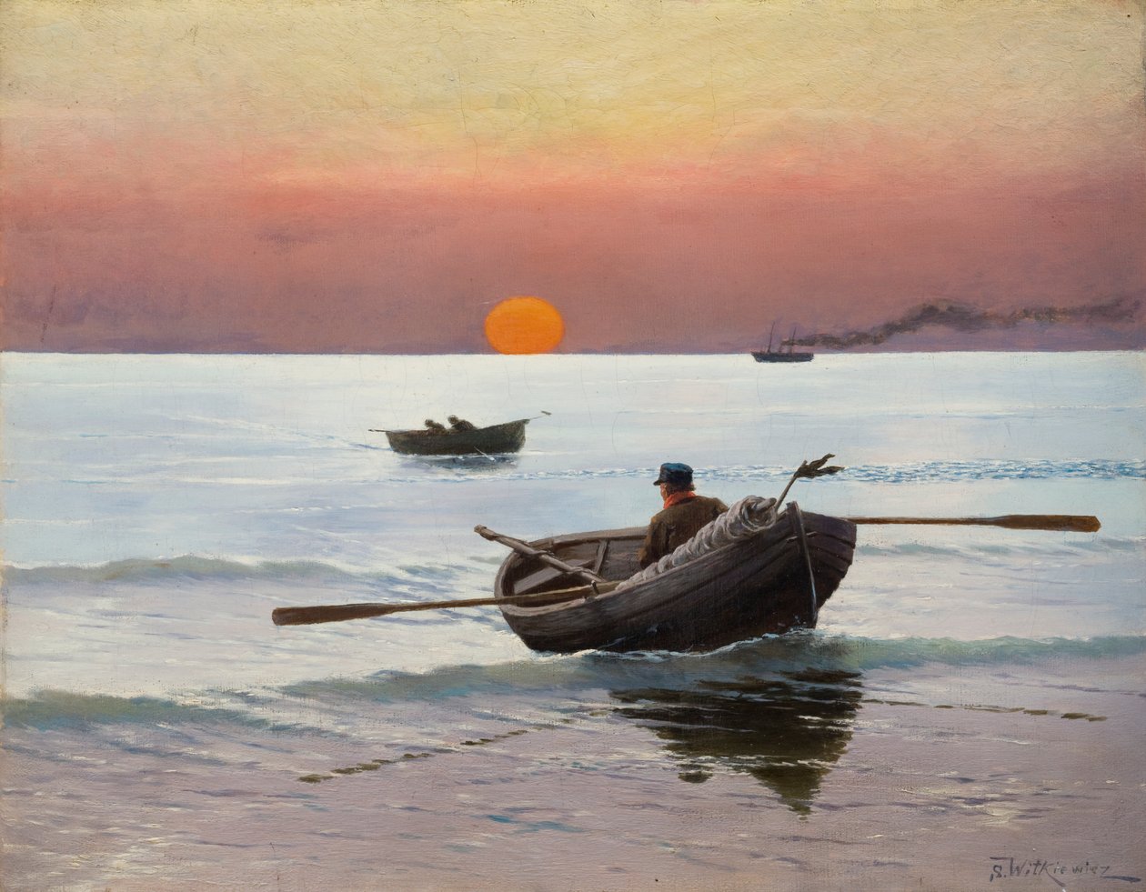 海に沈む夕日（キャンバスに油彩） 作： スタニスワフ・イグナシー・ヴィトキェヴィチ