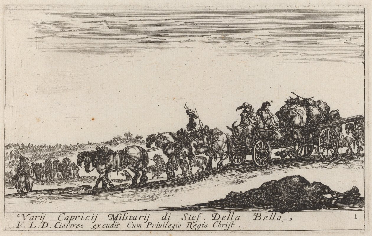 手荷物列車、c。 1641年。 作： ステファノ・デラ・ベラ