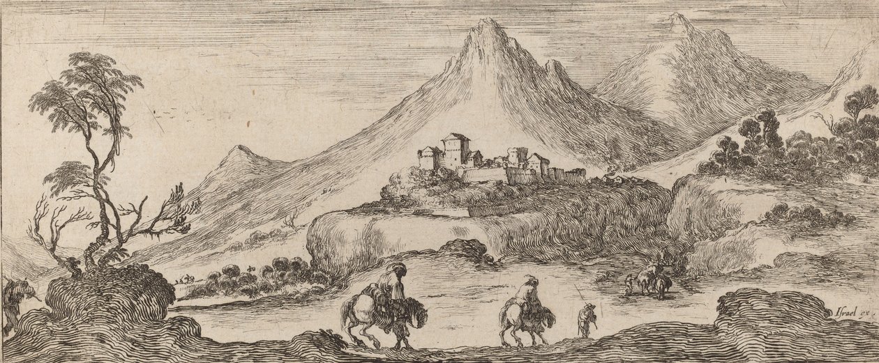 城のある風景、1641年。 作： ステファノ・デラ・ベラ