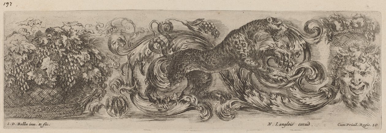 ヒョウの装飾フリーズ、おそらく 1648 年。 作： ステファノ・デラ・ベラ