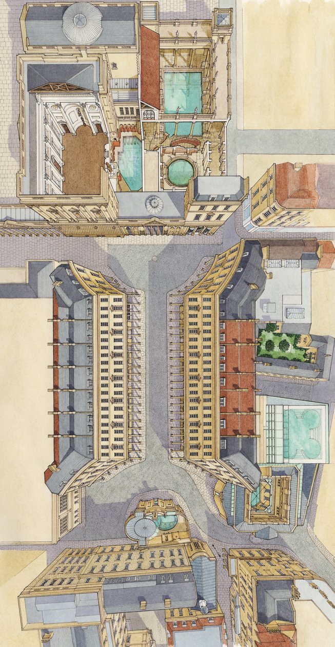 Springs Of Bath, c.2004-2023 （インク、水彩画） 作： スティーブン・コンリン