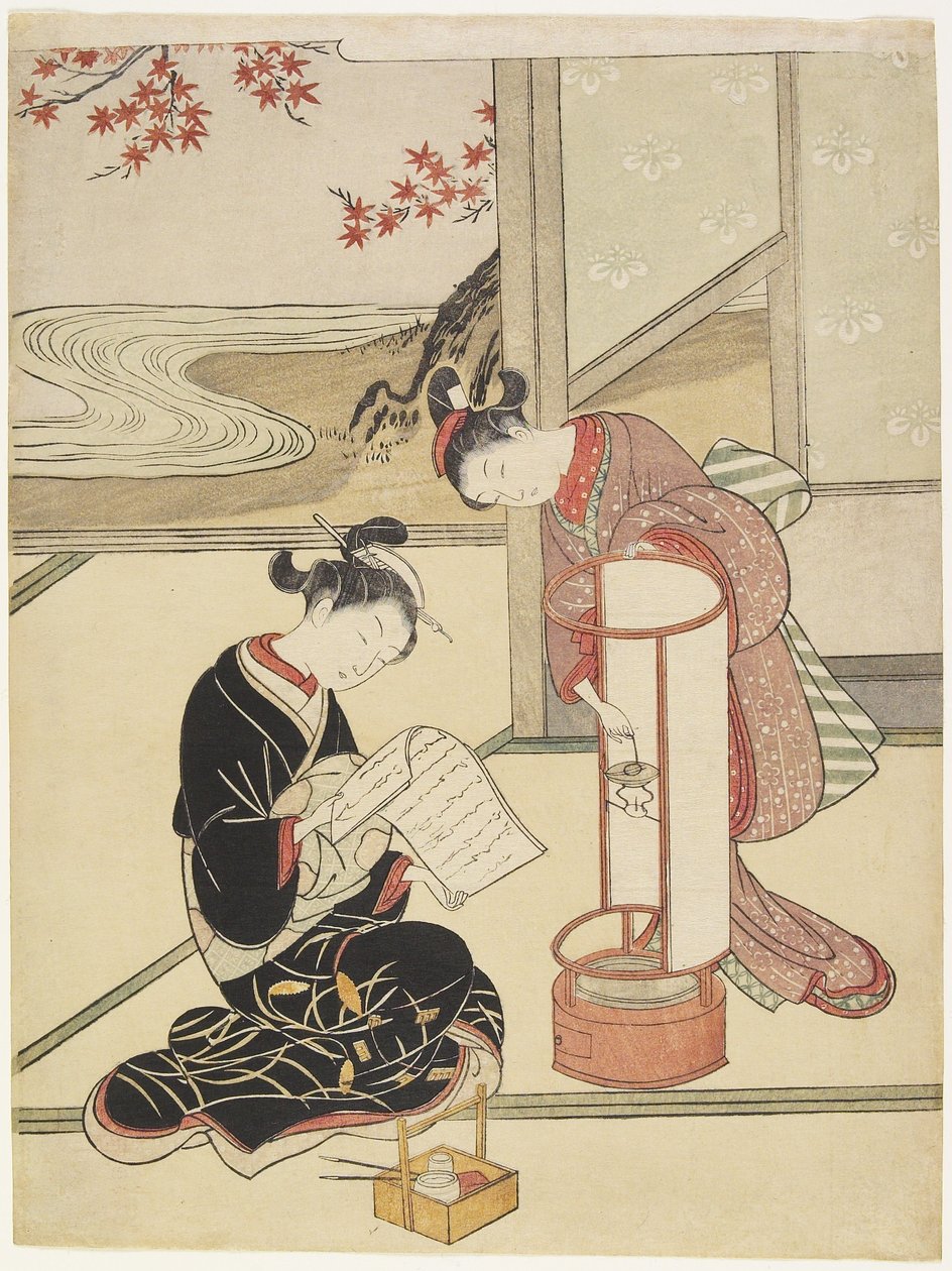1766年以降のランタンの夕焼け 作： 鈴木春信