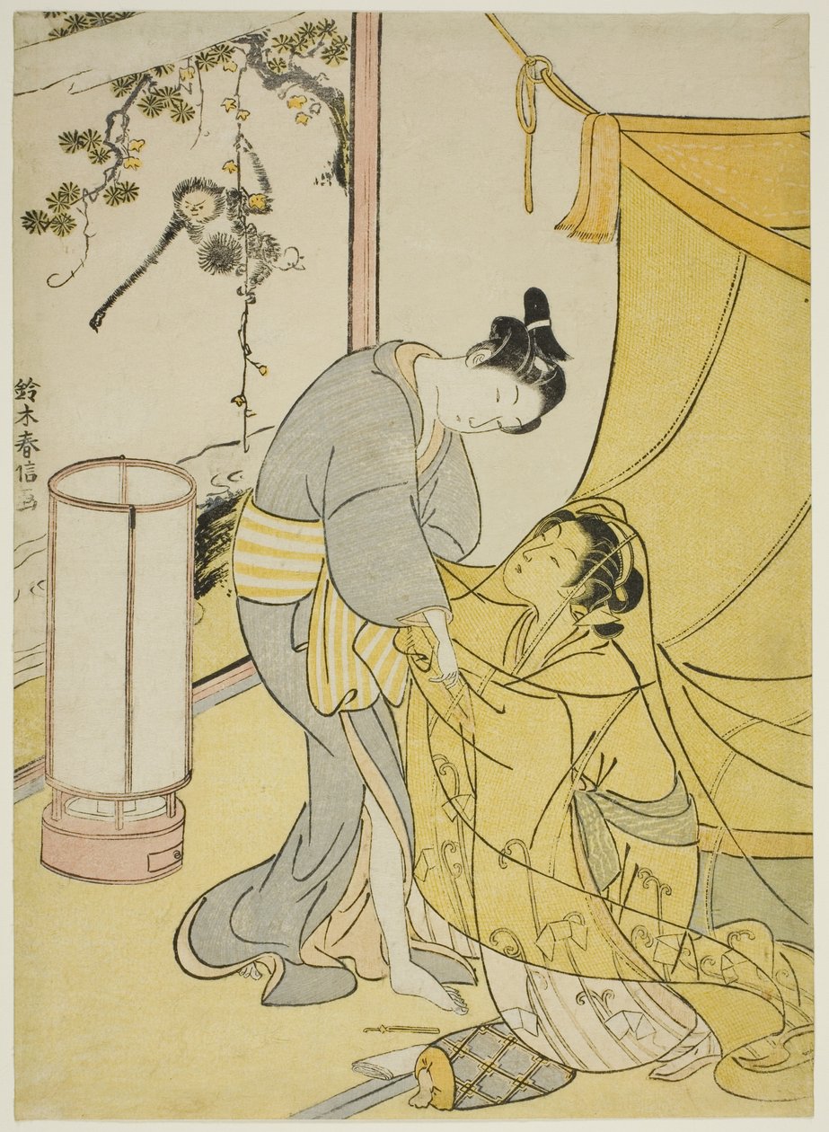 夜明けに別れを告げる恋人たち 作： 鈴木春信