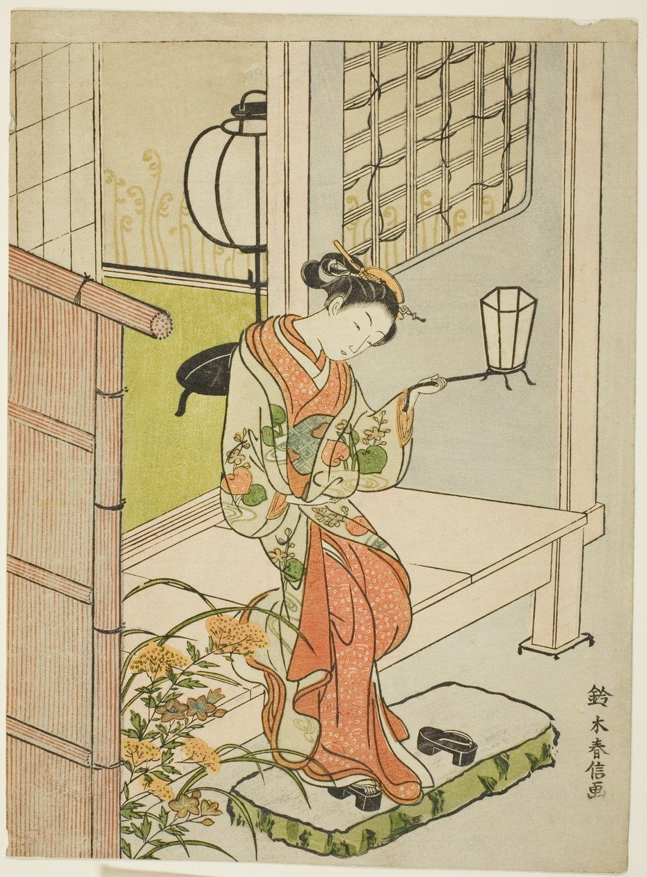 提灯を持って出かける女性 作： 鈴木春信