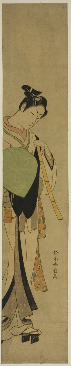 托鉢僧に扮した青年 作： 鈴木春信