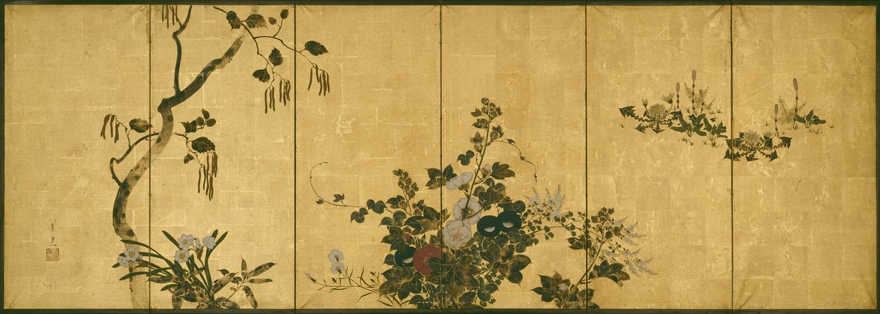秋冬の花 作： 鈴木其一