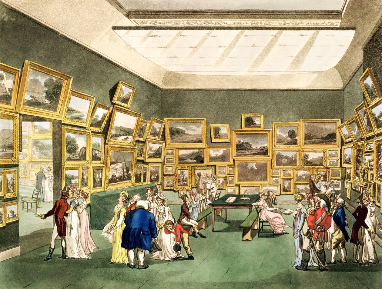 JC Stadler（fl.1780-1812）によって彫刻された「The Microcosm of London」の水彩画家による水彩画の絵画の展覧会。 R・アッカーマン（1764-1831）1808（アクアティ 作： プギンとローランドソン