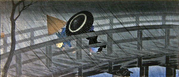 寺島のシャワー（カラー木版画） 作： 高橋宏明