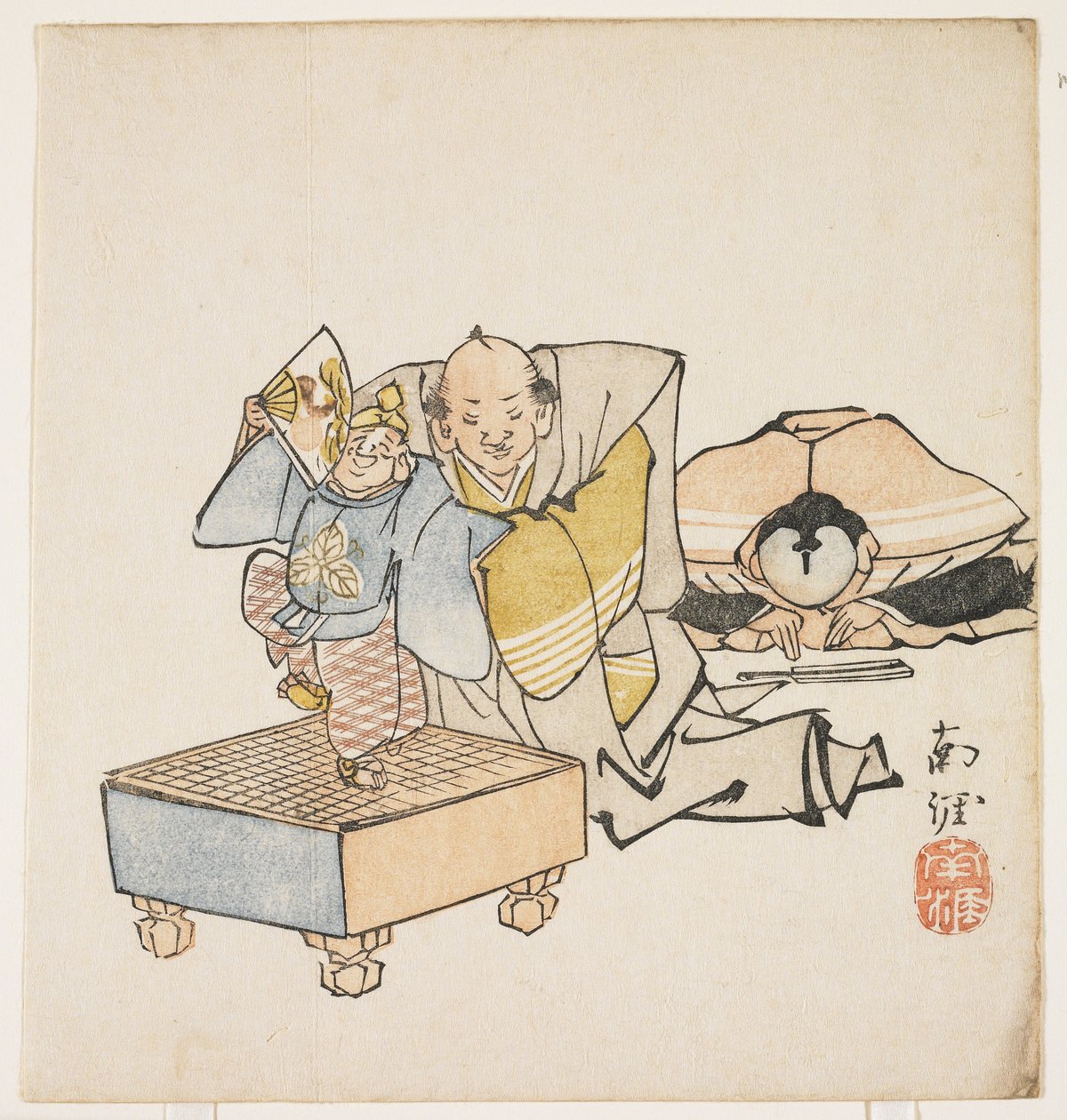 人形遣い、1840年頃（カラー木版画） 作： 田中南海