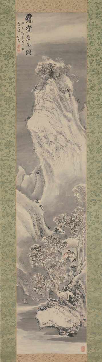 雪に覆われた小屋でお茶を淹れる、1791 年。 作： 谷文晁