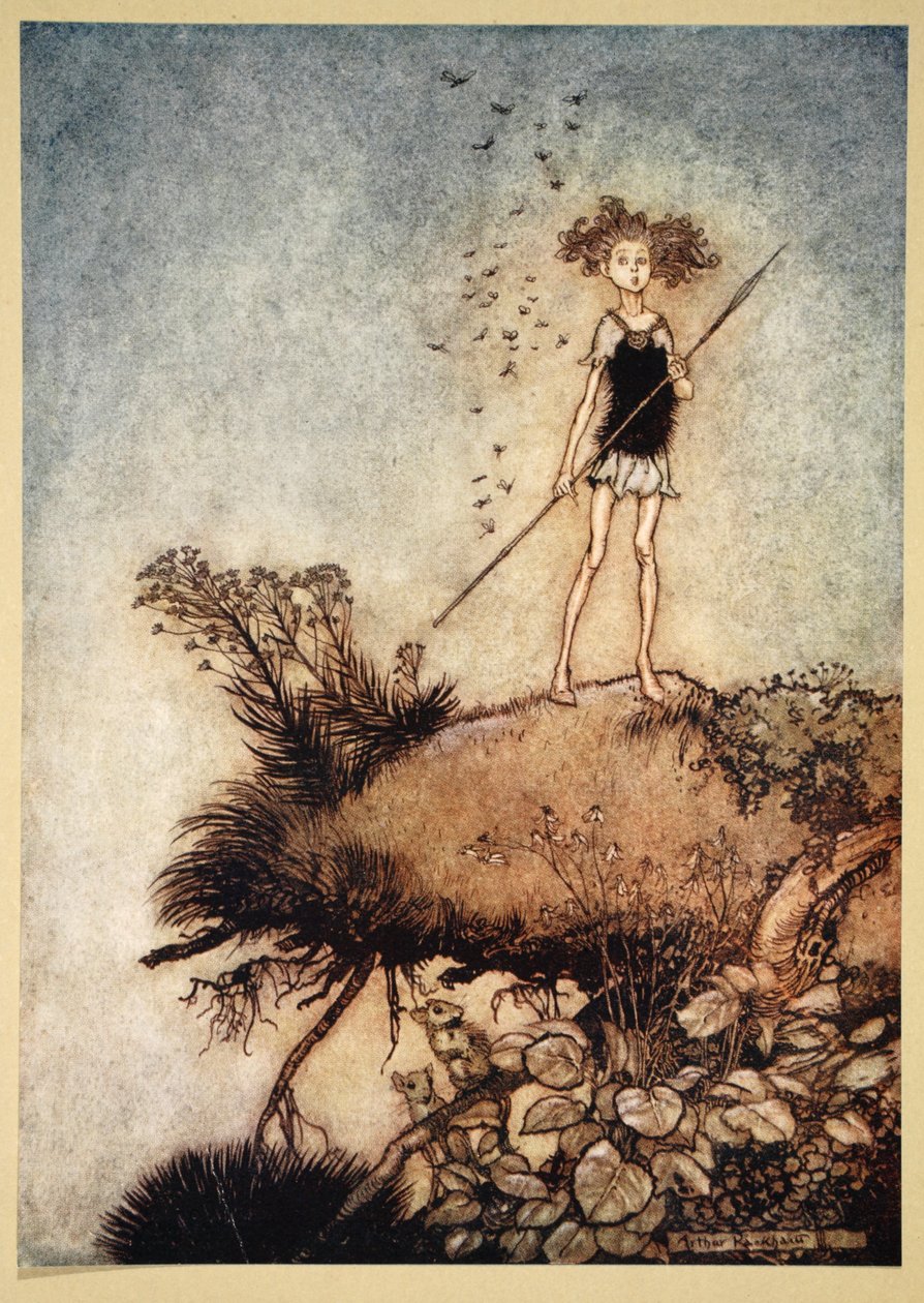1つの高度のスタンドセンチネル、ウィリアムシェイクスピア作「真夏の夜の夢」のイラスト、1908年 作： 俵屋宗達